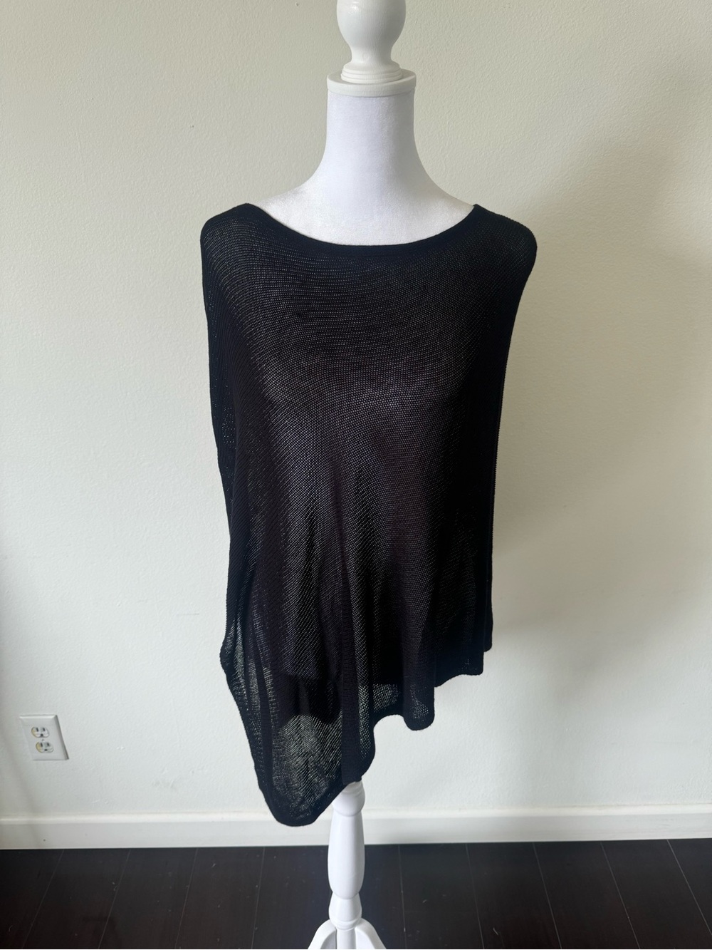 Lightweight Sheer Black Knit Poncho
